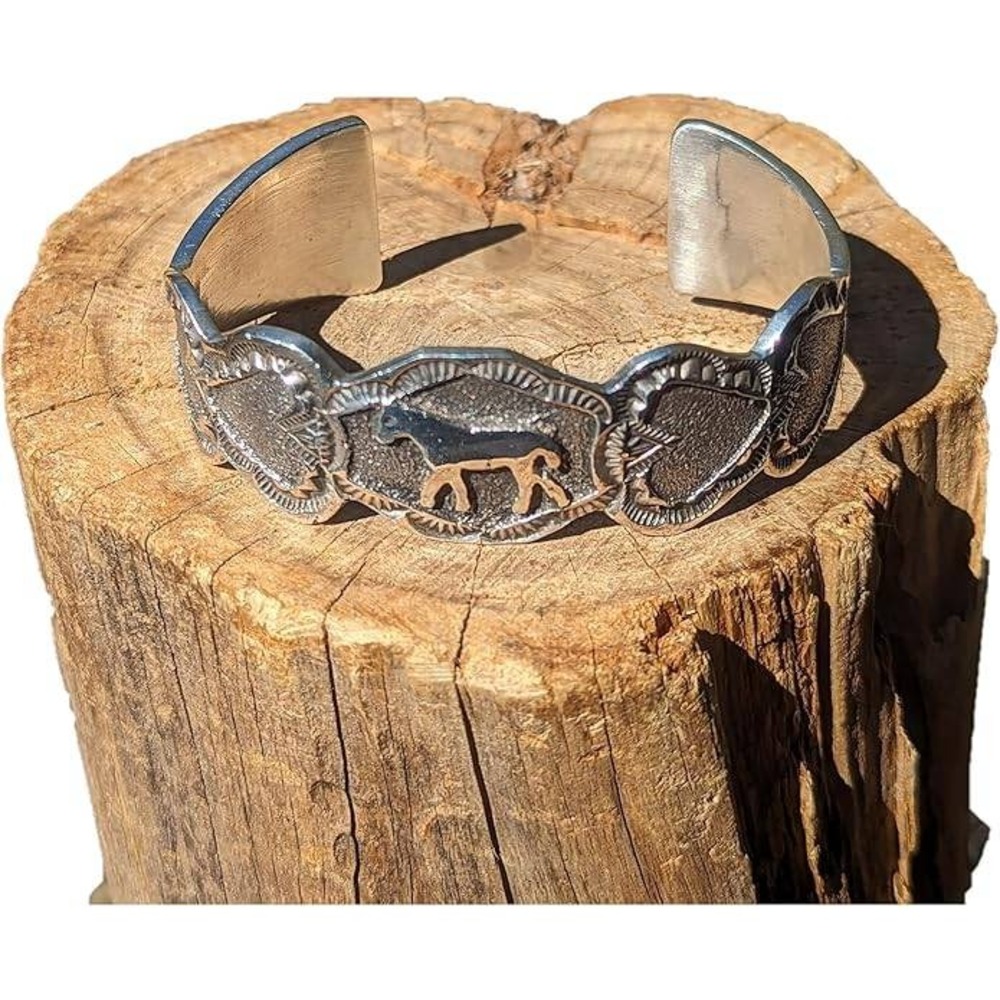 Navajo Bracelet Horse Cuff Sterling Silver Native Am Jewelry sz 7in** - Picture 3 of 8